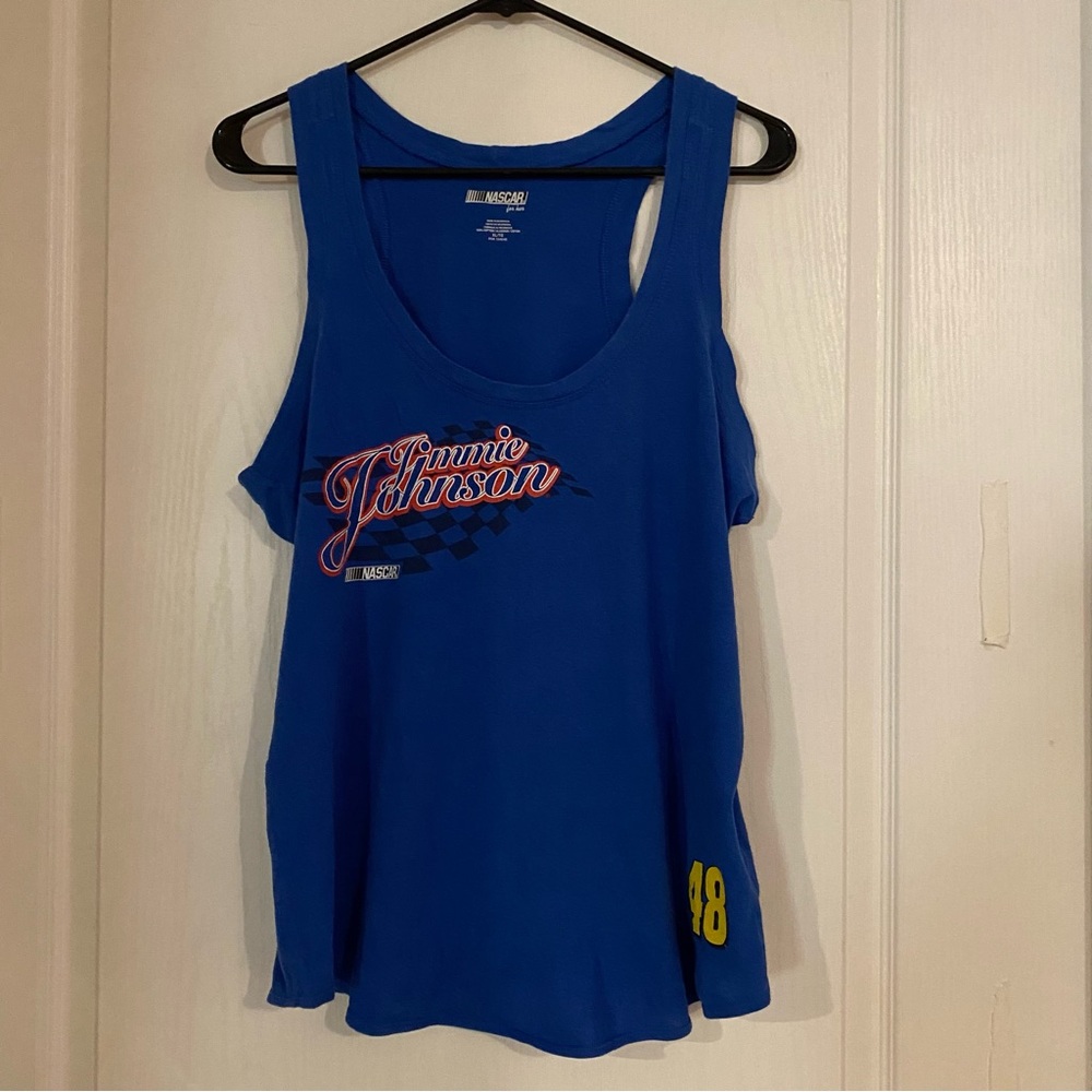 Women's NASCAR Racing Blue JIMMIE JOHNSON Sleeveless Racerback Tank Shirt - XL